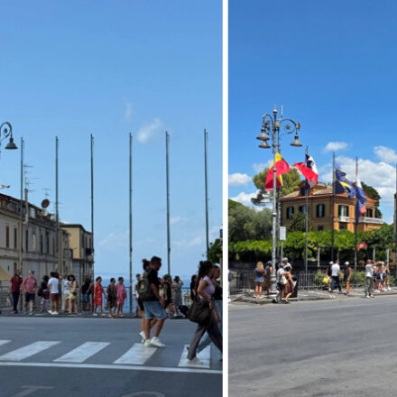 Sorrento, nostalgia delle bandiere in Piazza Tasso