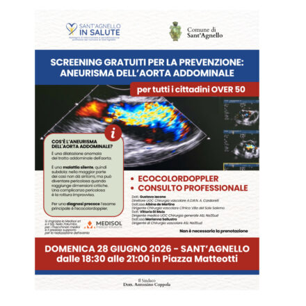 Sant’Agnello, screening gratuito per l’aneurisma dell’aorta addominale