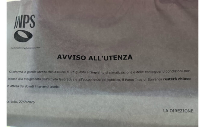 Punto INPS di Sorrento chiuso, il consigliere Eduardo Fiorentino chiede la riapertura: «Un servizio essenziale per il territorio»