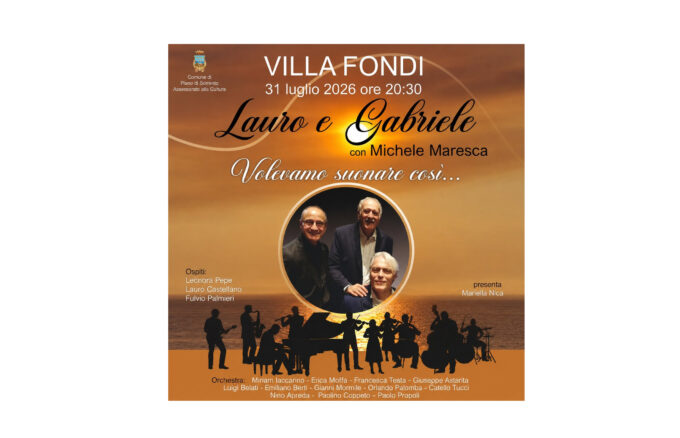 Piano di Sorrento, a Villa Fondi “Volevamo suonare così…”: una serata tra musica, ricordi ed emozioni con Lauro e Gabriele