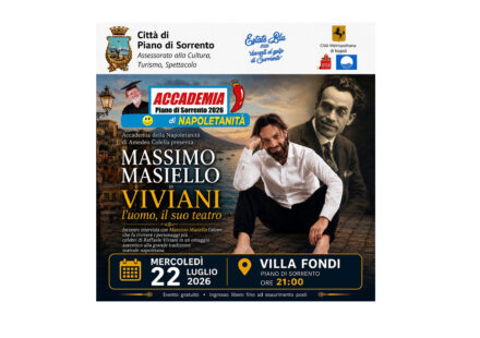 Piano di Sorrento, appuntamento a Villa Fondi con l’Accademia della Napoletanità: Massimo Masiello porta in scena Raffaele Viviani