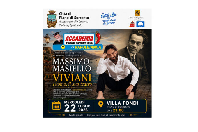 Piano di Sorrento, appuntamento a Villa Fondi con l’Accademia della Napoletanità: Massimo Masiello porta in scena Raffaele Viviani