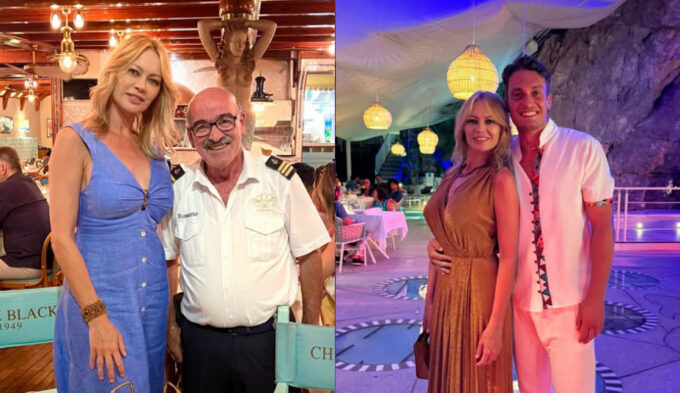 Anna Falchi incantata dalla Costiera Amalfitana: serata tra il “Chez Black” a Positano e “Le Grotte dell’Africana” a Praiano