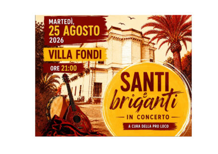 Piano di Sorrento, questa sera a Villa Fondi appuntamento con la musica popolare di “Santi e Briganti”